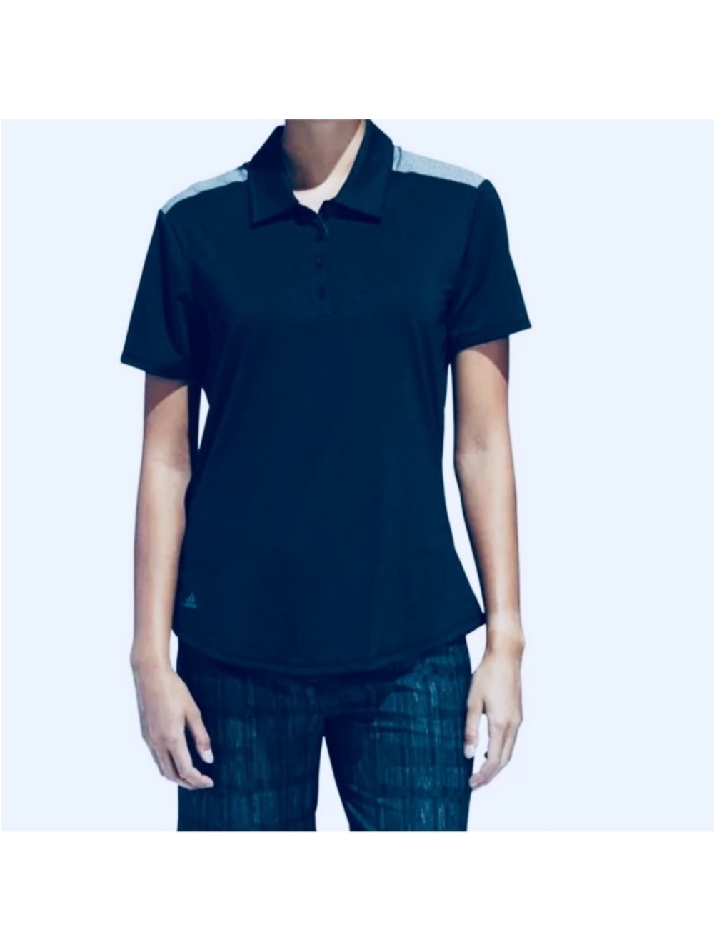 Adidas Navy Blue Polo Tennis Golf Sports Top with Contrast Shoulder Panels